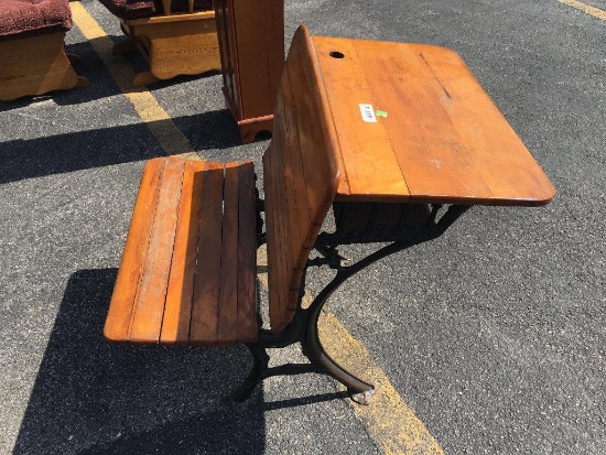 Antique Childs School Desk and Bench