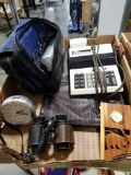 Contents of Shelf, Binoculars, Glassware, Adding Machine and More