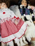 Antique lot of dolls and stuffed animsls