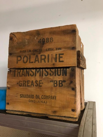 Polarine Transmission Grease "BB" - Standard Oil Company (Indiana) Wooden Crate