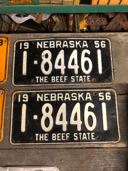 Matching 1956 Nebraska License Plates