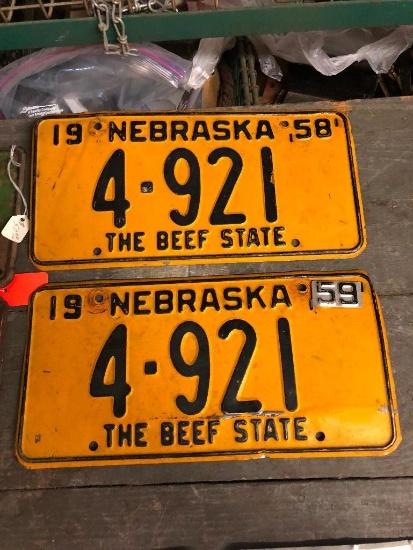 Matching 1958 Nebraska License Plates