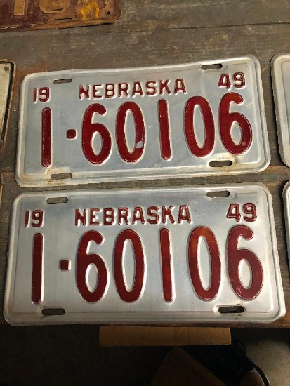 Matching 1949 Nebraska License Plates
