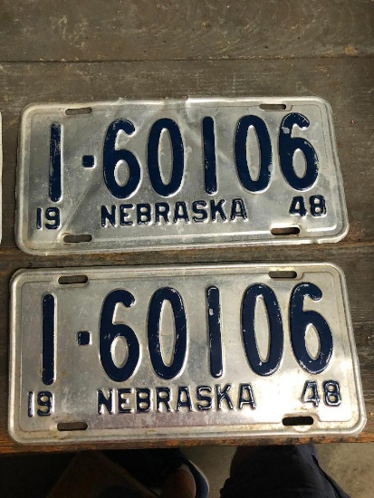 Matching 1948 Nebraska License Plates