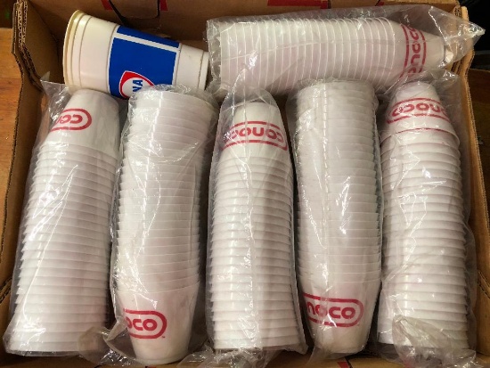 Six Sleeves of NOS Conoco Filling Station Plastic Cups, NOS, + Fina Cups