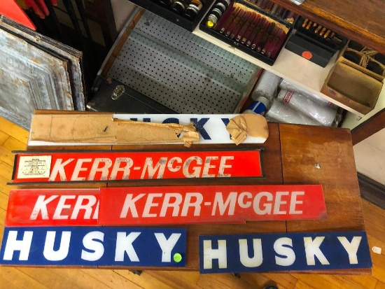 Kerr-McGee & Husky Gas Pump Inserts, Fiberglass, Some NOS