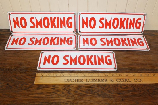Lot of 5 NOS No Smoking Porcelain Signs