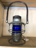U.P. Union Pacific Railroad Lantern w/ Blue Glass Globe