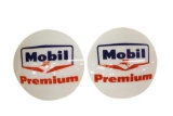 Mobil Premium Gasoline Globe Lenses, Lot of 2, NOS