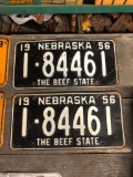 Matching 1956 Nebraska License Plates