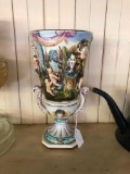 Signed R. Capodimonte Italy Hand Painted Urn, No. 203 of 1535, 10 In. Tall