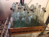 Lot of 13 Old Storz Beer Glass Bottles in a Wooden Crate