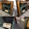Marble, Wood and Iron Fireplace Mantle w/ Cast Iron Panels From Old Market Hotel, 68