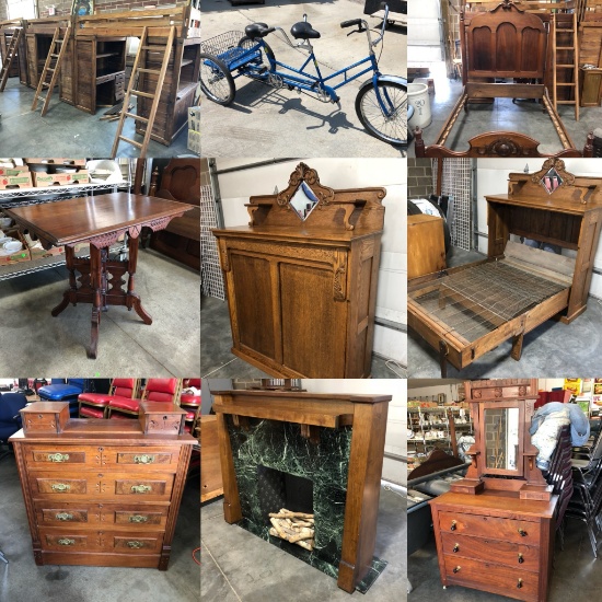 Antique Furniture, Tandem Tricycle & More