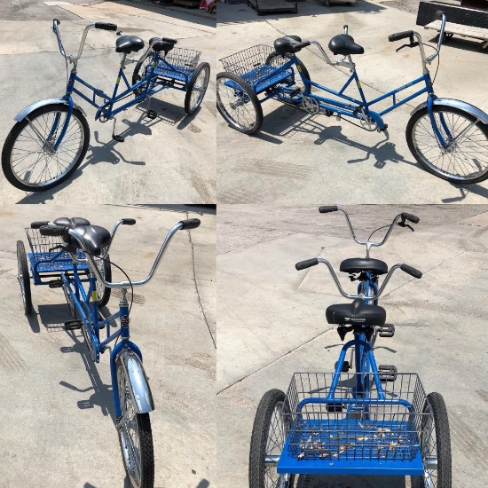 Rare Worksman TRI-Tandem Trike - Model TT - Tandem Tricycle w/ Rear Basket - Retail $1,400.00