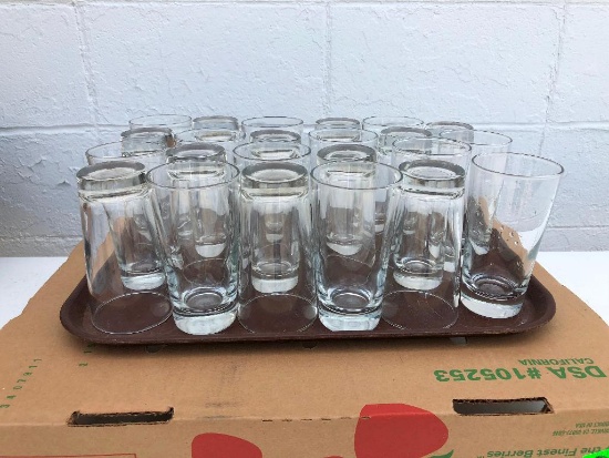 Lot of 23 Glass Water Tumblers / Hi-Ball Style Glasses, 8 oz