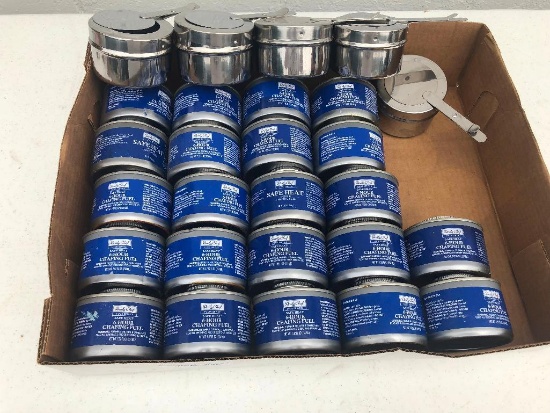 15+ Cans of 6hr Chafing Fuel Cans and 5 Stainless Steel Fuel Holders