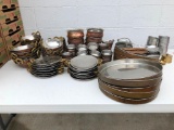 La Coppera Indian Copper/Stainless Dinnerware: 114 Pieces, Kadai, Soup & Handi Bowls, Balti, Tava