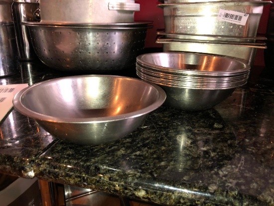 Lot of 10, Stainless Steel Bowls (Approx. Size of a Cereal Bowl)