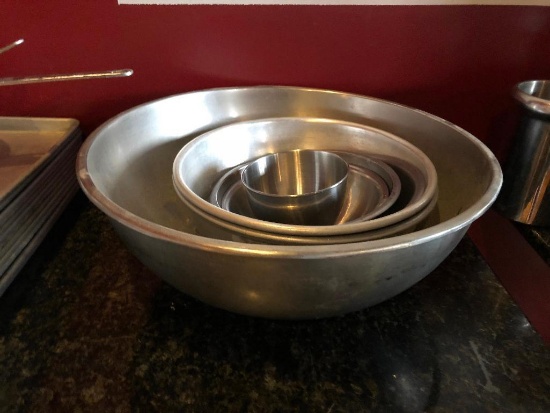 Lot of 7, Various Size Stainless Steel Bowls, Very Large to Medium Sized