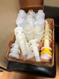 Lot of 1 Qt White Containers w/ Spout & Cap, Misc. Liquid Pourers