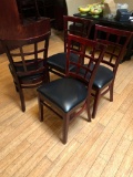 Lot of 4 Restaurant Chairs by K Furniture, Vinyl Seat Cushions, Wooden Framed