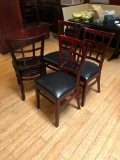 Lot of 4 Restaurant Chairs by K Furniture, Vinyl Seat Cushions, Wooden Framed