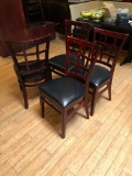 Lot of 4 Restaurant Chairs by K Furniture, Vinyl Seat Cushions, Wooden Framed