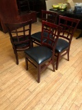 Lot of 4 Restaurant Chairs by K Furniture, Vinyl Seat Cushions, Wooden Framed