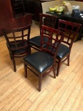 Lot of 4 Restaurant Chairs by K Furniture, Vinyl Seat Cushions, Wooden Framed