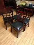 Lot of 4 Restaurant Chairs by K Furniture, Vinyl Seat Cushions, Wooden Framed