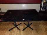 Rectangular Shaped Granite Top Restaurant Table w/ Iron Bases