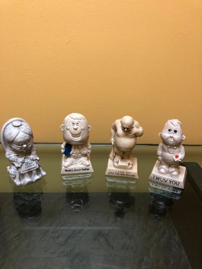 Four Vintage Figurines with Cute Sayings