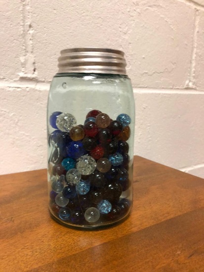 Small Ball Mason Jar Filled with Marbles