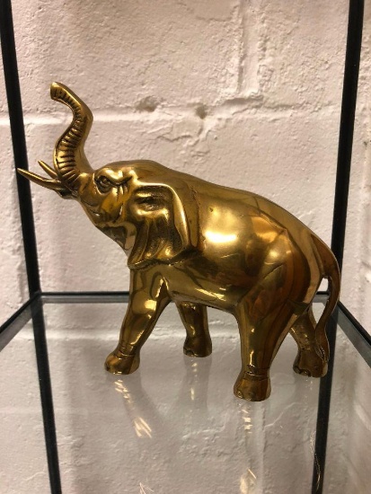 Brass Elephant, 7" Long, 6.5" Tall