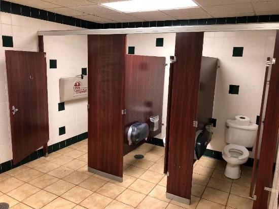 Commercial 3 Stall Restroom Divider 82"H x 130"W x 63"D