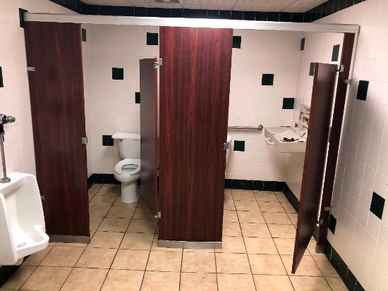 Commercial 2 Stall Restroom Divider 82"H x 107"W x 63"D, Buyer to Remove