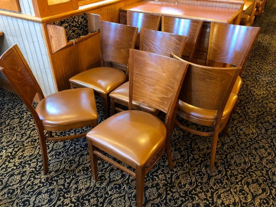 Lot of 8 Restaurant Chairs - Grand Rapids Chair Company (Wood Frame and Back, Vinyl cushion Seat