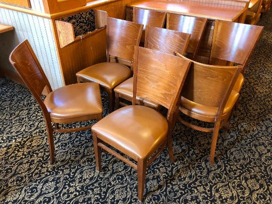 Lot of 8 Restaurant Chairs - Grand Rapids Chair Company (Wood Frame and Back, Vinyl cushion Seat