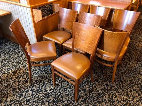 Lot of 8 Restaurant Chairs - Grand Rapids Chair Company (Wood Frame and Back, Vinyl cushion Seat