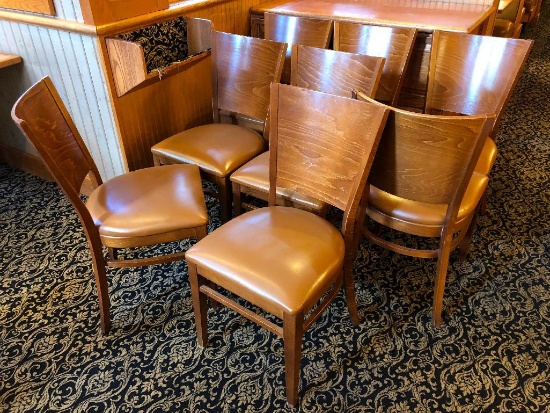 Lot of 8 Restaurant Chairs - Grand Rapids Chair Company (Wood Frame and Back, Vinyl cushion Seat