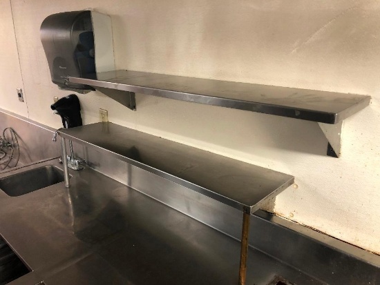 Lot of 2 NSF Stainless Steel Wallmount Shelves 48"x12"