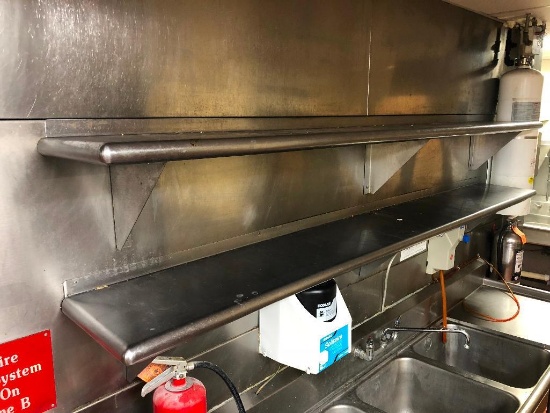 Lot of 2 NSF Stainless Steel Wall mount Shelves 96"x12"