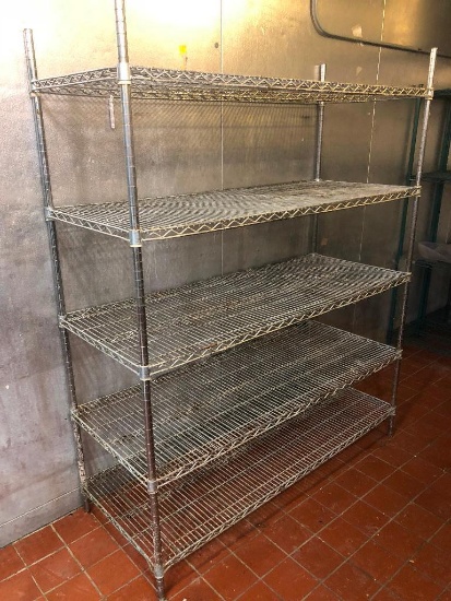 NSF Adjustible Stationary Wire Shelving Unit - 5 Shelves 74"x24"x60"