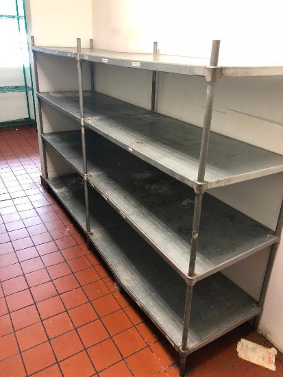 Double NSF Stationary Metal Shelving Unit - 4 Shelves 96"x24"x62"