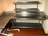 Commercial Stainless Steel Recessed Prep Table (L-Shape) w/ 2 Top Shelves & Bottom Shelf