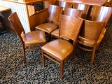 Lot of 8 Restaurant Chairs - Grand Rapids Chair Company (Wood Frame and Back, Vinyl cushion Seat