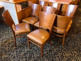 Lot of 8 Restaurant Chairs - Grand Rapids Chair Company (Wood Frame and Back, Vinyl cushion Seat