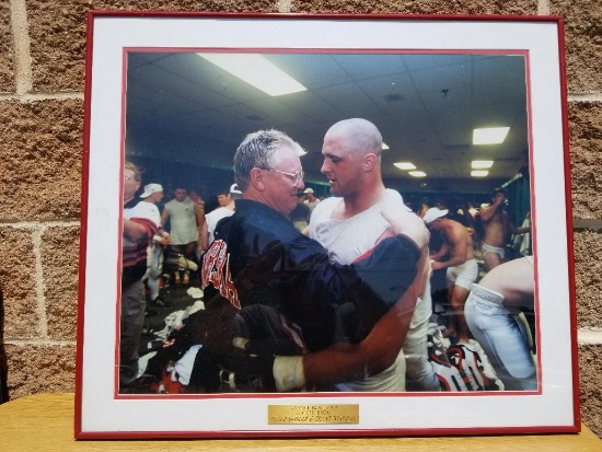 Nebraska Cornhuskers Framed Photo, 1998 Orange Bowl, Locker Room, Coach McBride and Grant Wistrom