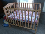 Folding Wooden Crib w/ 1 Mattress